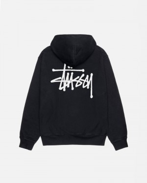 Stussy Basic Pigment Dyed Hoodie Zwart | 03781-EPDN