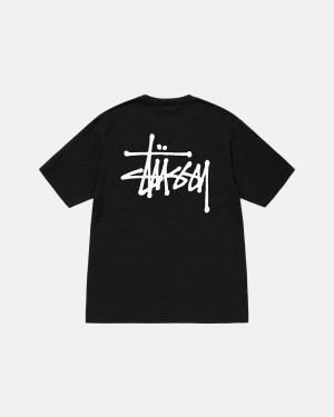 Stussy Basic Pigment Dyed T-shirts Zwart | 57123-KZFA