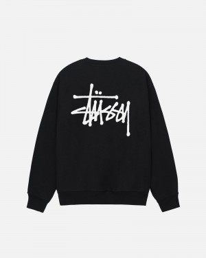 Stussy Basic Stüssy Crew Sweatshirts Zwart | 49185-LMQD