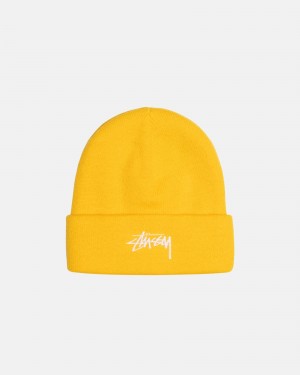 Stussy Cuff Beanie Stock Hoeden Mosterdgeel | 28561-PXTQ