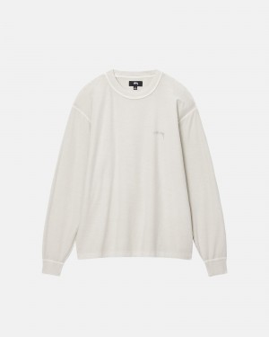 Stussy Lazy Ls T-shirts Beige | 98215-FSAP