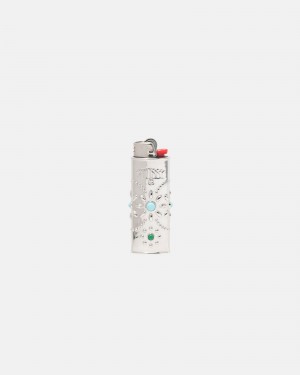 Stussy Metal Bejeweled Lighter Case Zilver | 78016-XRZP