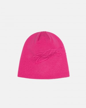 Stussy Skullcap Embossed Smooth Stock Hoeden Roze | 86359-GEZP