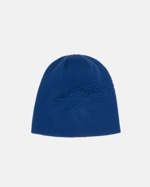 Stussy Skullcap Embossed Smooth Stock Hoeden Koningsblauw | 06952-DKPC