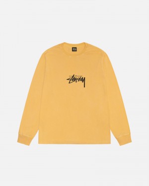 Stussy Small Stock Ls Pigment Dyed T-shirts Oranje | 30194-CJGI