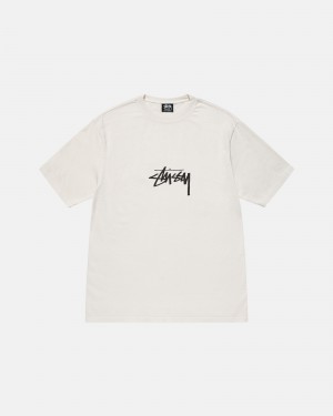 Stussy Small Stock Pigment Dyed T-shirts Beige | 60375-CKOQ