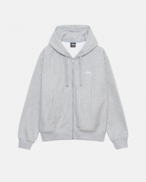 Stussy Stock Logo Zip Hoodie Grijs | 49803-NXCM