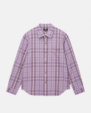 Stussy Stones Plaid Shirts Lavendel | 68537-OTCH