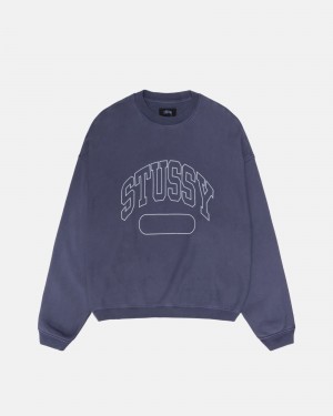 Stussy Varsity Oversized Crew Sweatshirts Blauw | 27053-SYBU