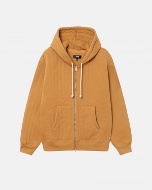 Stussy Vertical Gewatteerd Zip Hoodie Bruin | 16042-QRWE