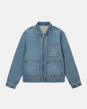 Stussy Zip Werk Denim Jassen Blauw | 72634-JKGE