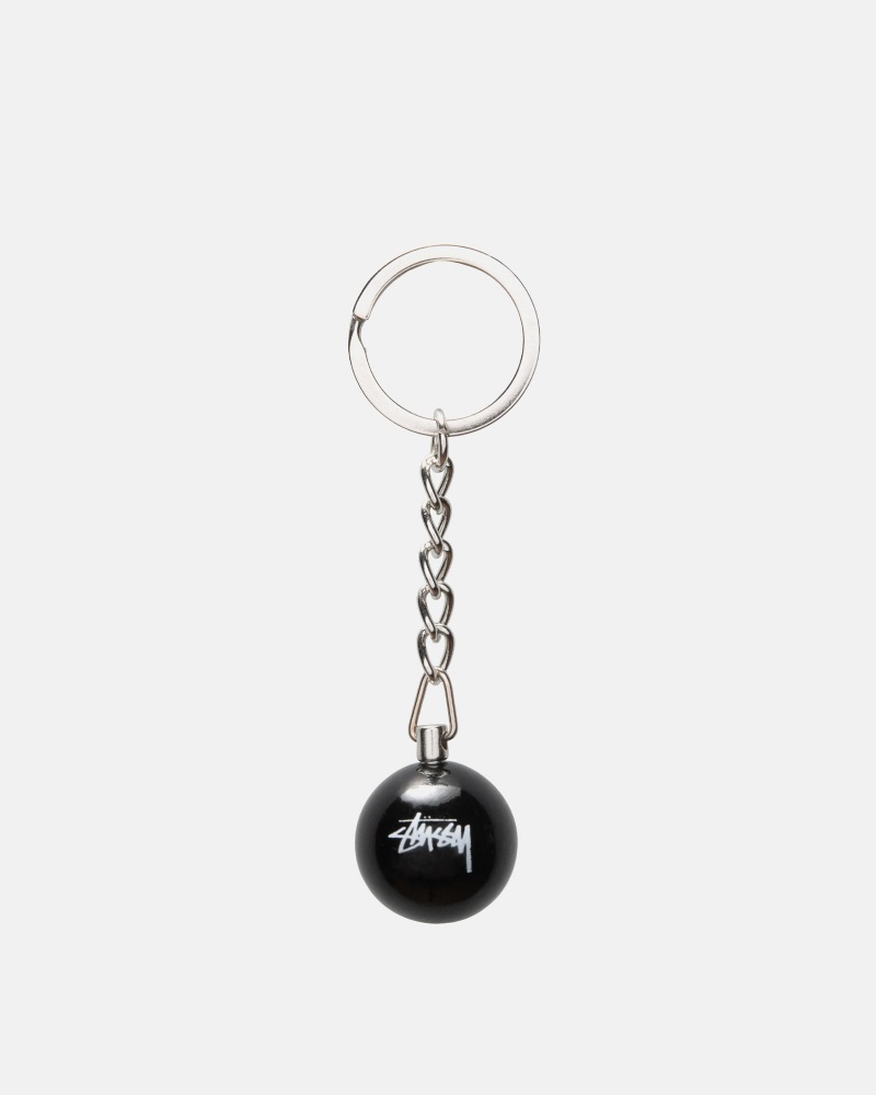 Stussy 8 Ball Keychain Zwart | 12349-PDMO