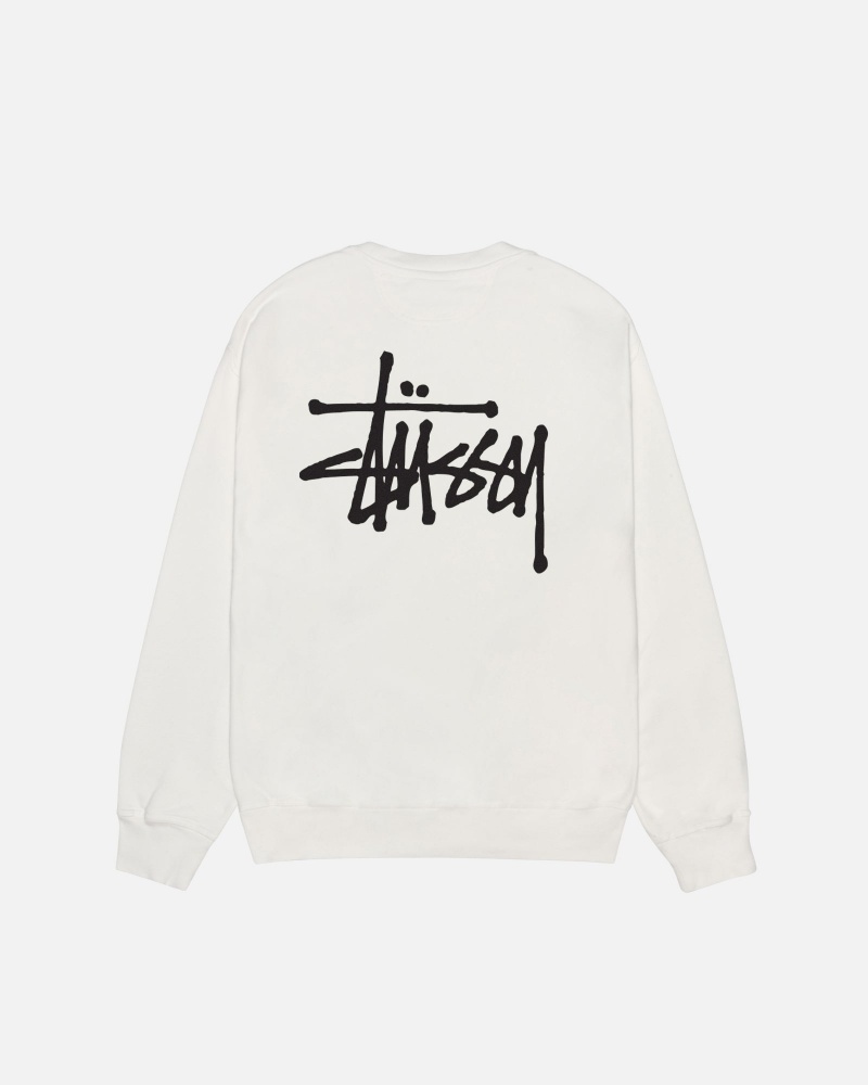 Stussy Basic Crew Pigment Dyed Sweatshirts Beige | 50714-PIKG