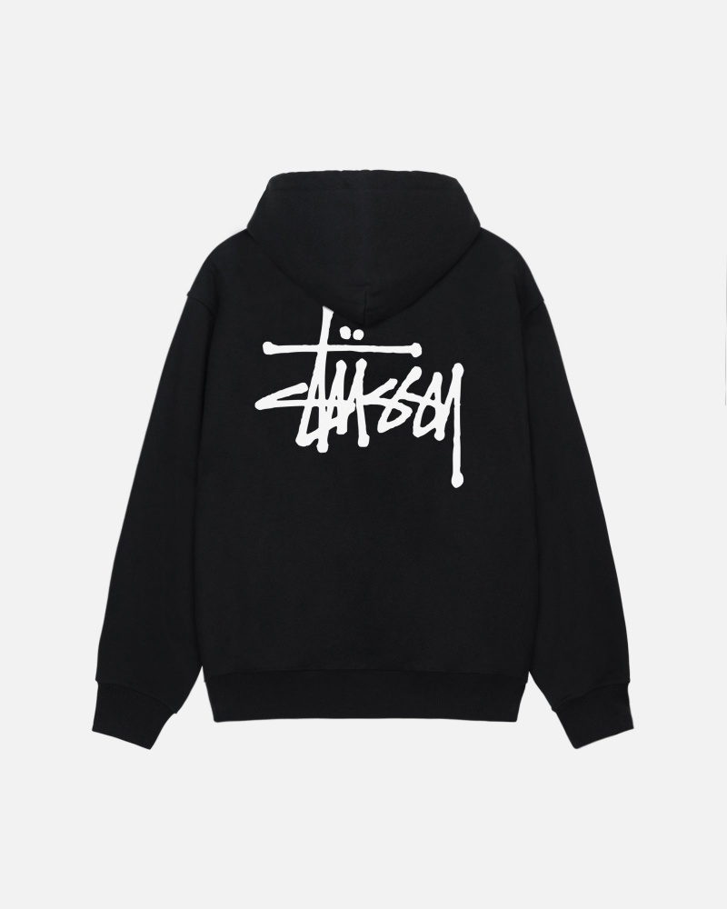 Stussy Basic Hoodie Zwart | 37086-WRYZ