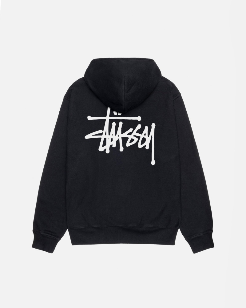 Stussy Basic Pigment Dyed Hoodie Zwart | 03781-EPDN