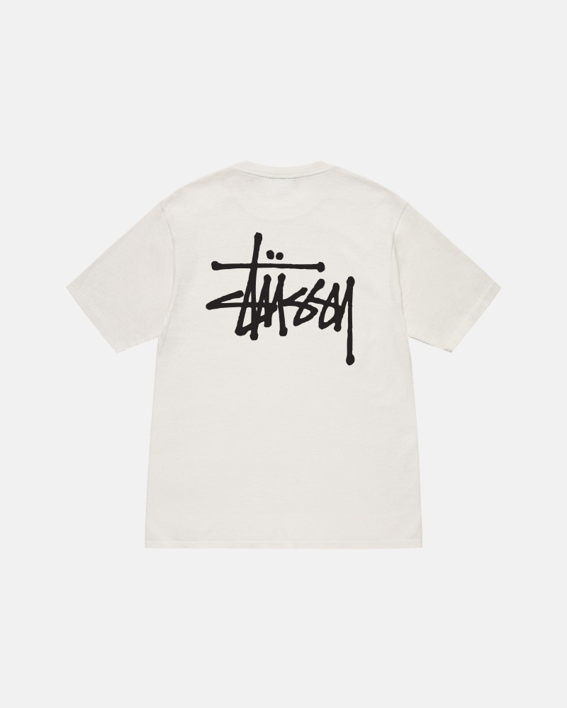 Stussy Basic Pigment Dyed T-shirts Beige | 94507-QBKD