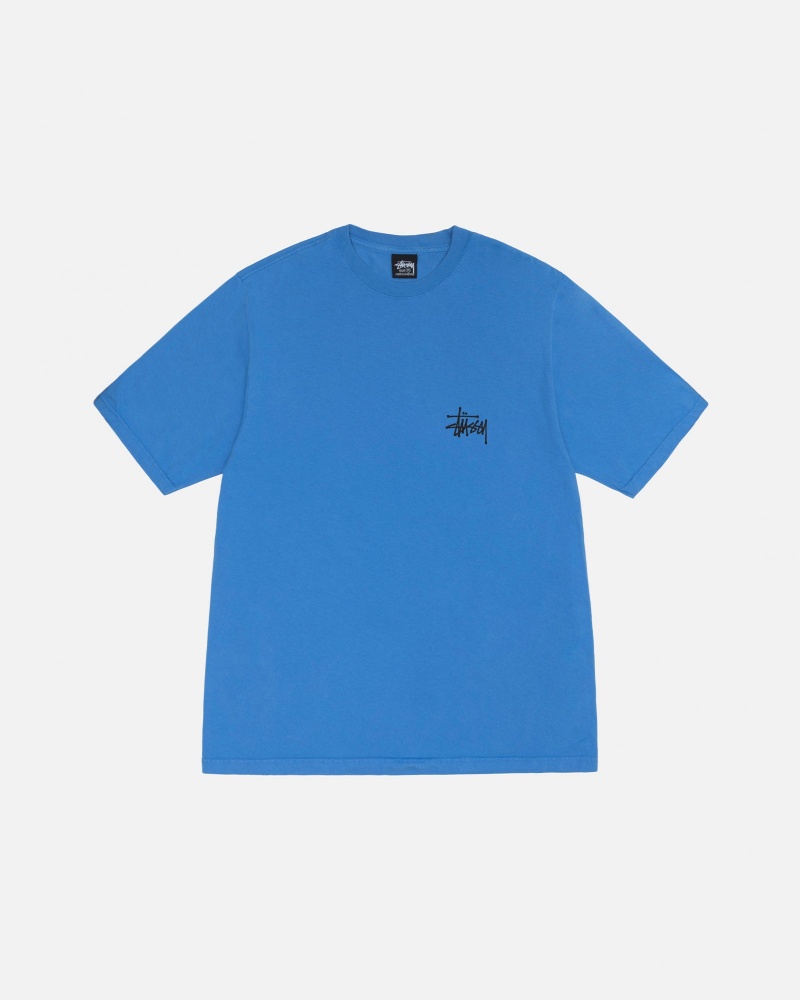 Stussy Basic Pigment Dyed T-shirts Blauw | 94382-AJUR