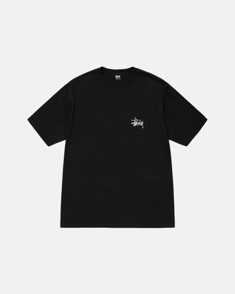 Stussy Basic Pigment Dyed T-shirts Zwart | 57123-KZFA