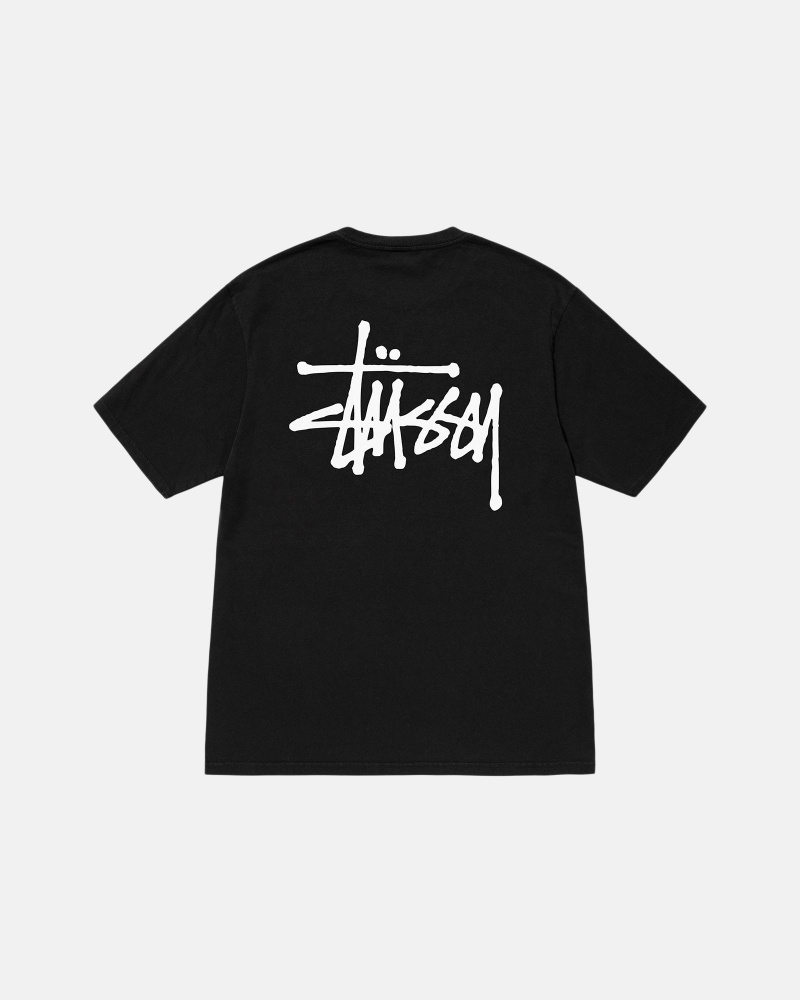 Stussy Basic Pigment Dyed T-shirts Zwart | 57123-KZFA