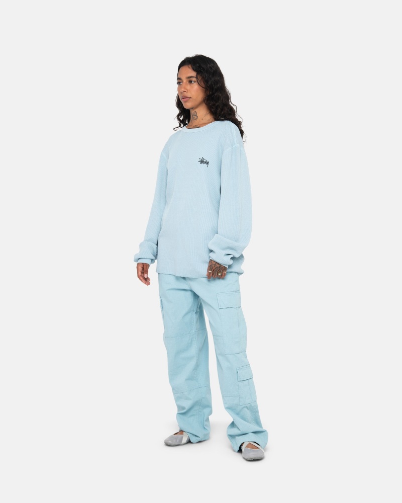 Stussy Basic Stock Ls Thermal Truien Lichtblauw | 14237-WGRN