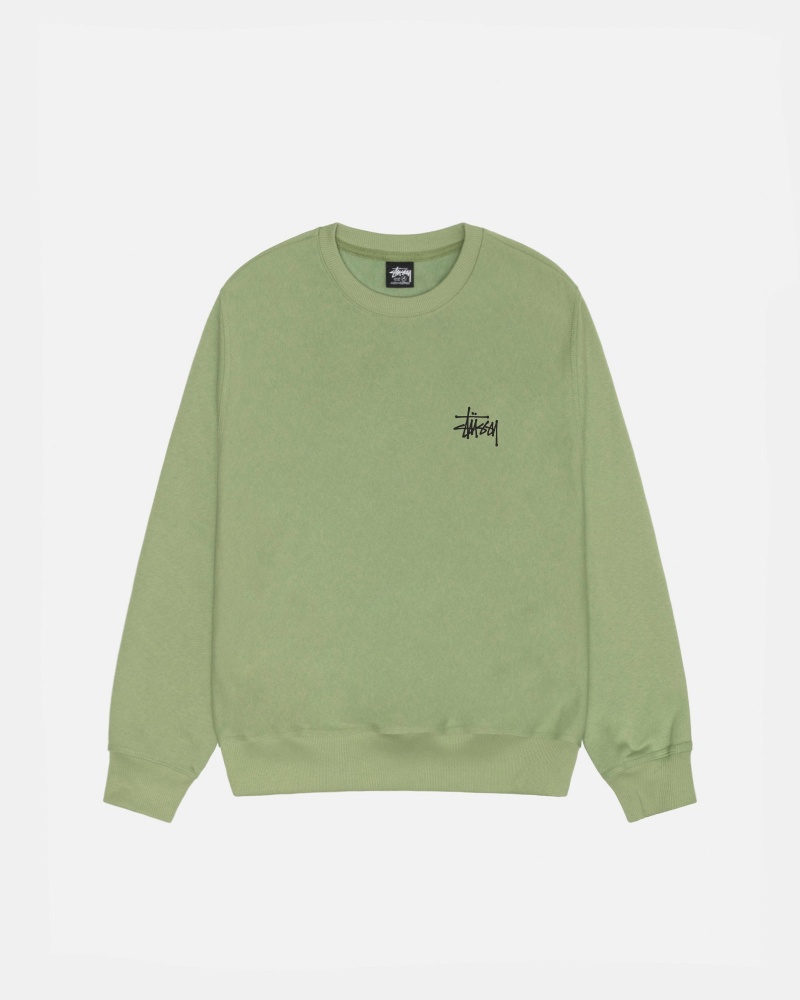 Stussy Basic Stüssy Crew Sweatshirts Groen | 86912-IKJV