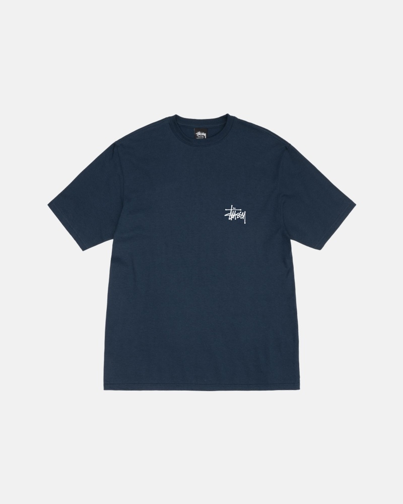 Stussy Basic T-shirts Donkerblauw | 92106-YMVQ