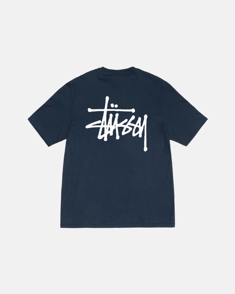 Stussy Basic T-shirts Donkerblauw | 92106-YMVQ