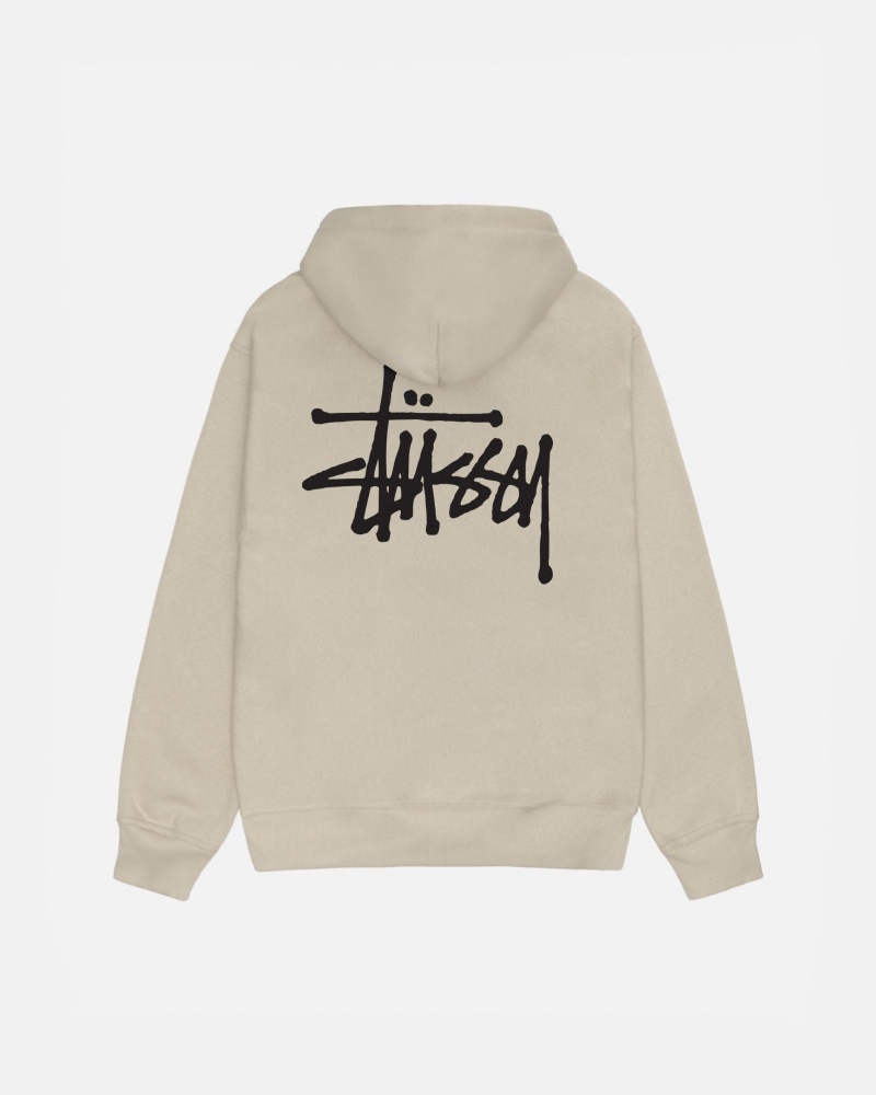 Stussy Basic Zip Hoodie Khaki | 04539-THSY