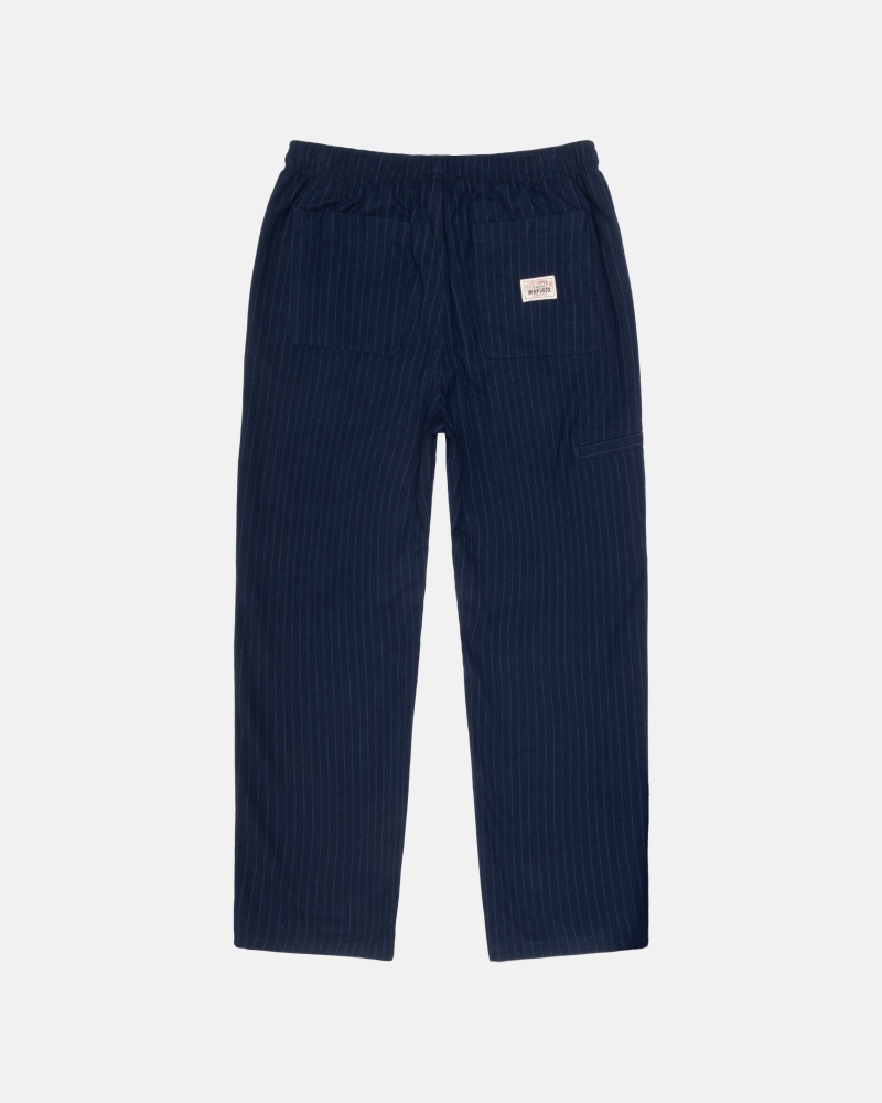 Stussy Beach Pant Wol Stripe Broek Donkerblauw | 98721-NUAH