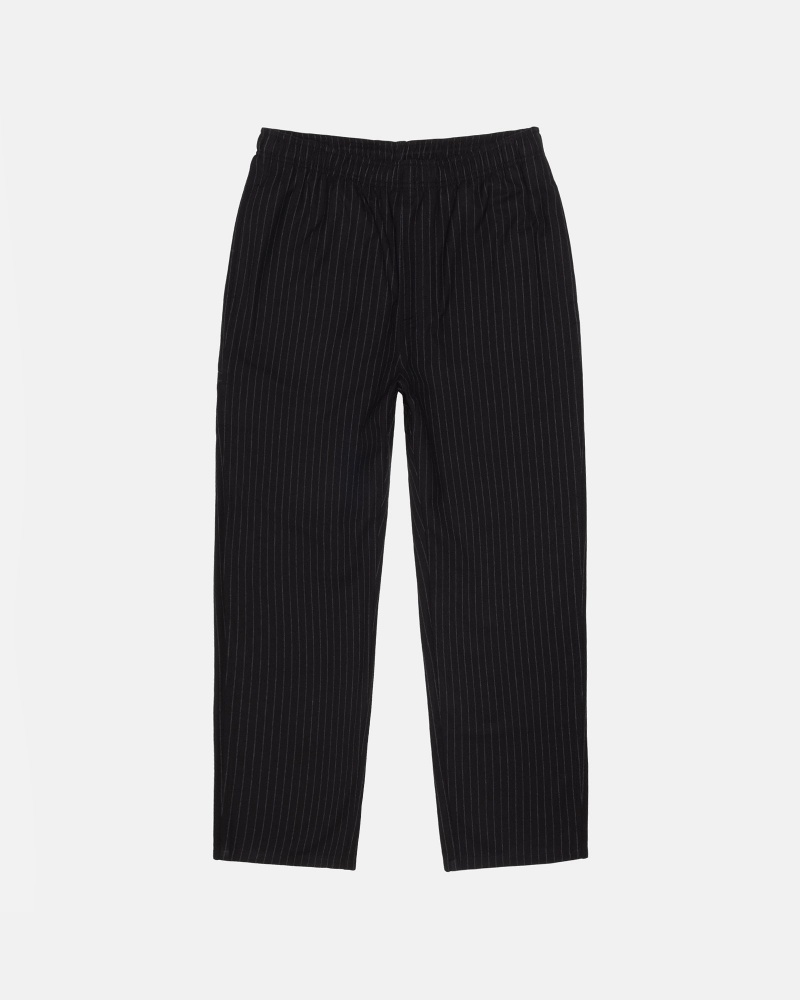 Stussy Beach Pant Wol Stripe Broek Zwart | 94032-QYDZ