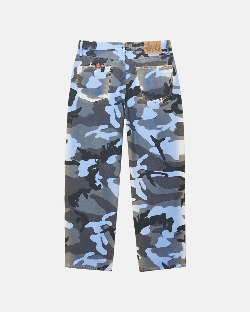 Stussy Big Ol' Spray Dye Canvas Jeans Blauw Camo | 31742-AZEQ