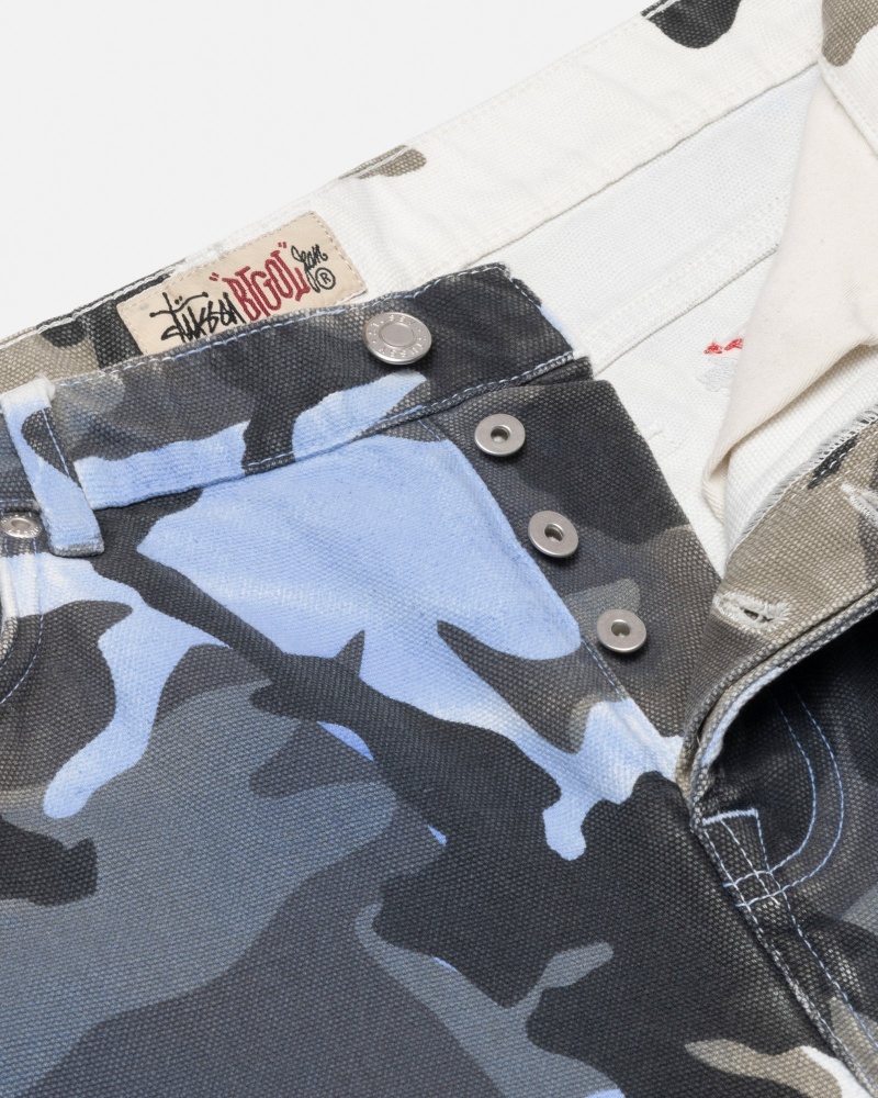 Stussy Big Ol' Spray Dye Canvas Jeans Blauw Camo | 31742-AZEQ