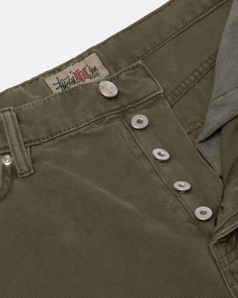 Stussy Big Ol' Washed Canvas Jeans Olijfgroen | 51290-HYEU