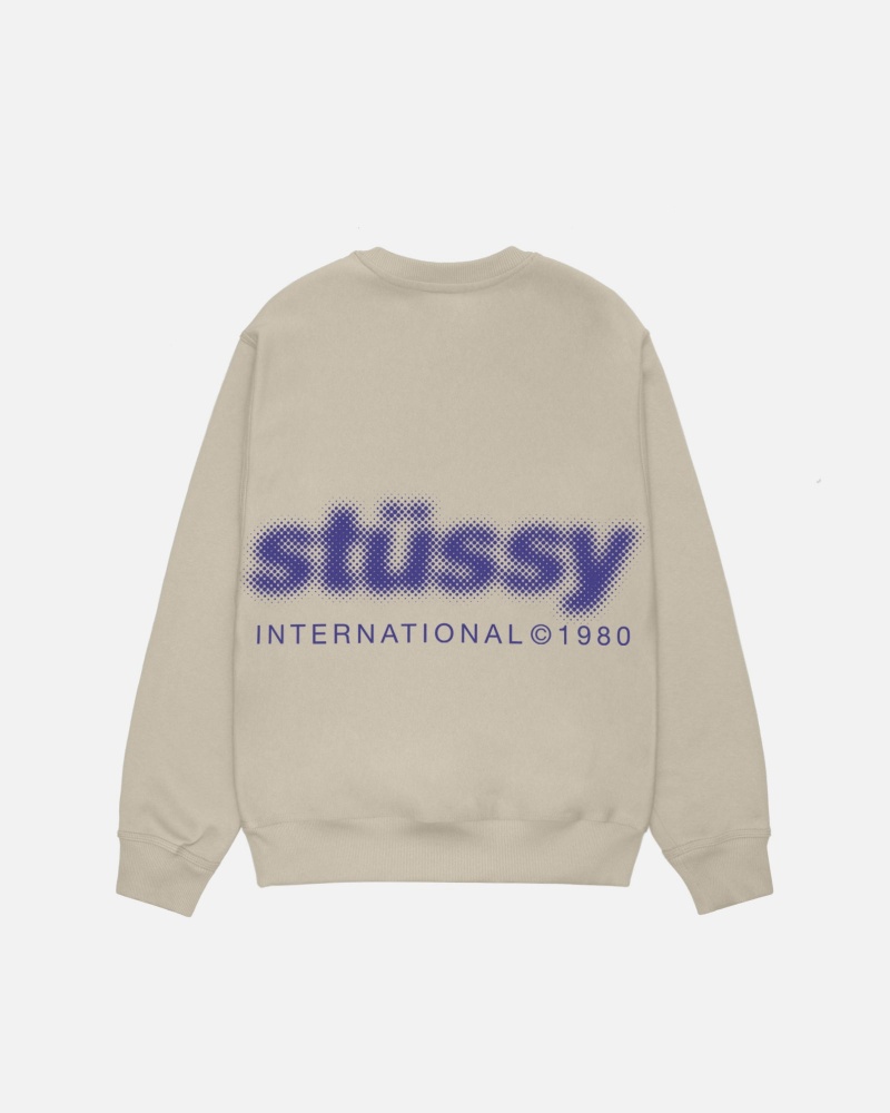 Stussy Blur Crew Sweatshirts Khaki | 40895-NODI