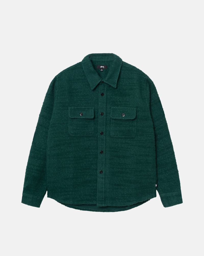 Stussy Boucle Wol Cpo Shirts     Groen | 83410-HMGN