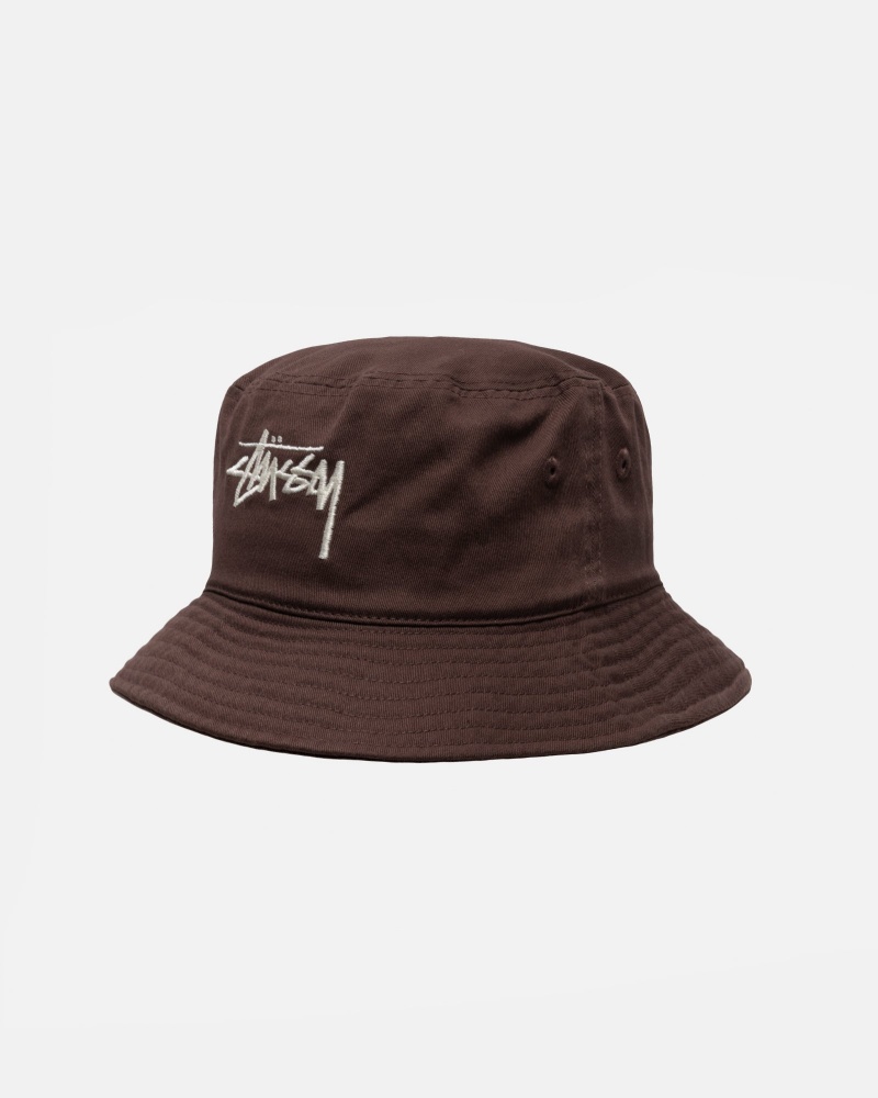 Stussy Bucket Big Stock Hoeden Chocola | 96021-ZNGY