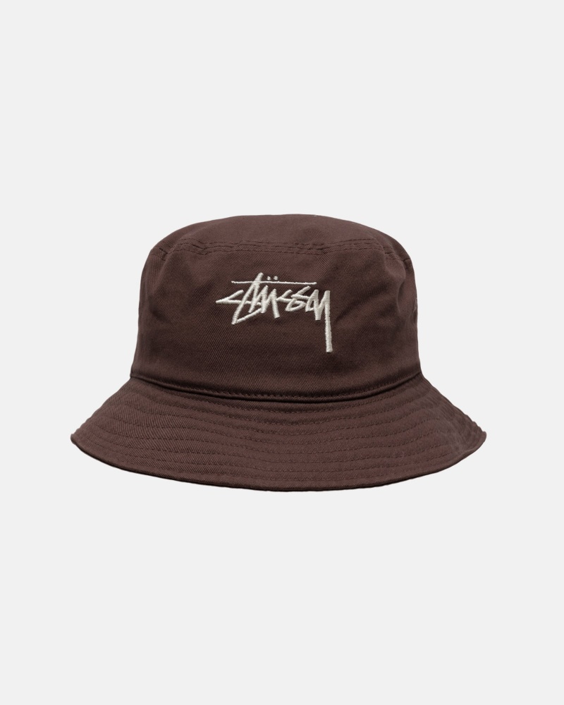 Stussy Bucket Big Stock Hoeden Chocola | 96021-ZNGY