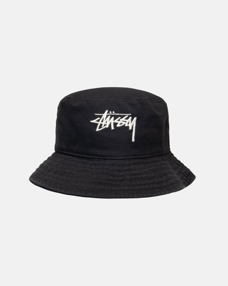 Stussy Bucket Big Stock Hoeden Zwart | 70918-CRUL