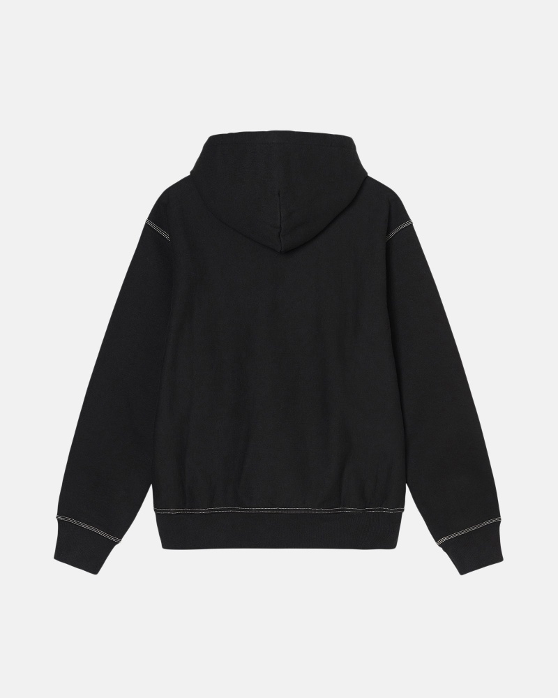 Stussy Contrast Stitch Label Hoodie Zwart | 17465-HJND