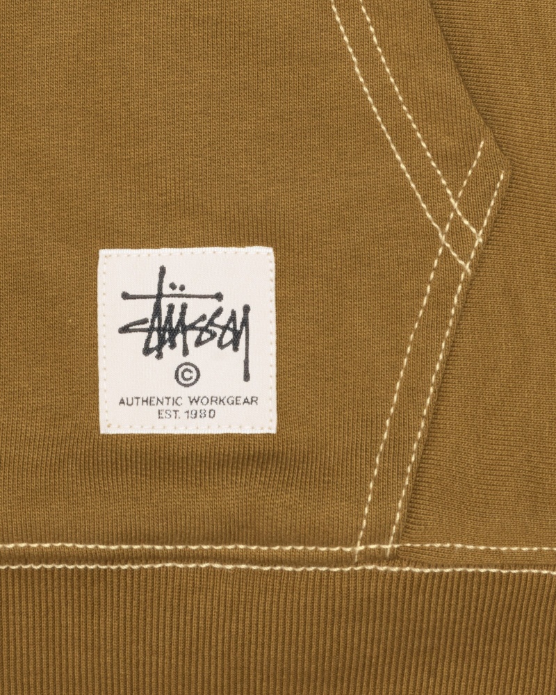 Stussy Double Face Label Zip Hoodie Olijfgroen | 86243-FARM