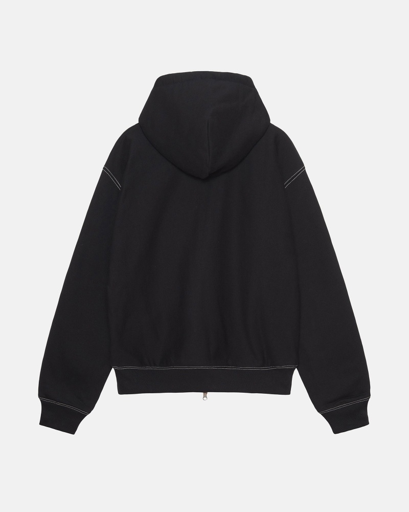 Stussy Double Face Label Zip Hoodie Zwart | 94138-CWFR