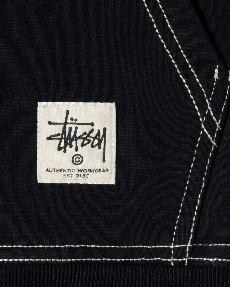 Stussy Double Face Label Zip Hoodie Zwart | 94138-CWFR