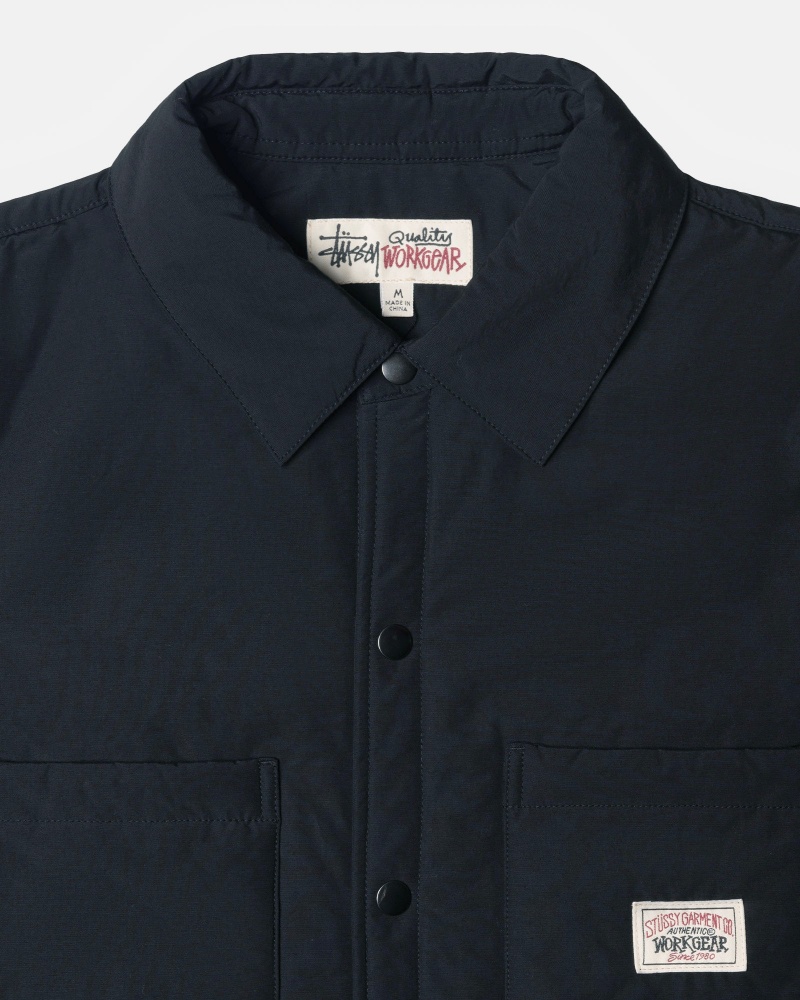 Stussy Gewatteerd Tech Over Shirts     Zwart | 34205-NHJQ