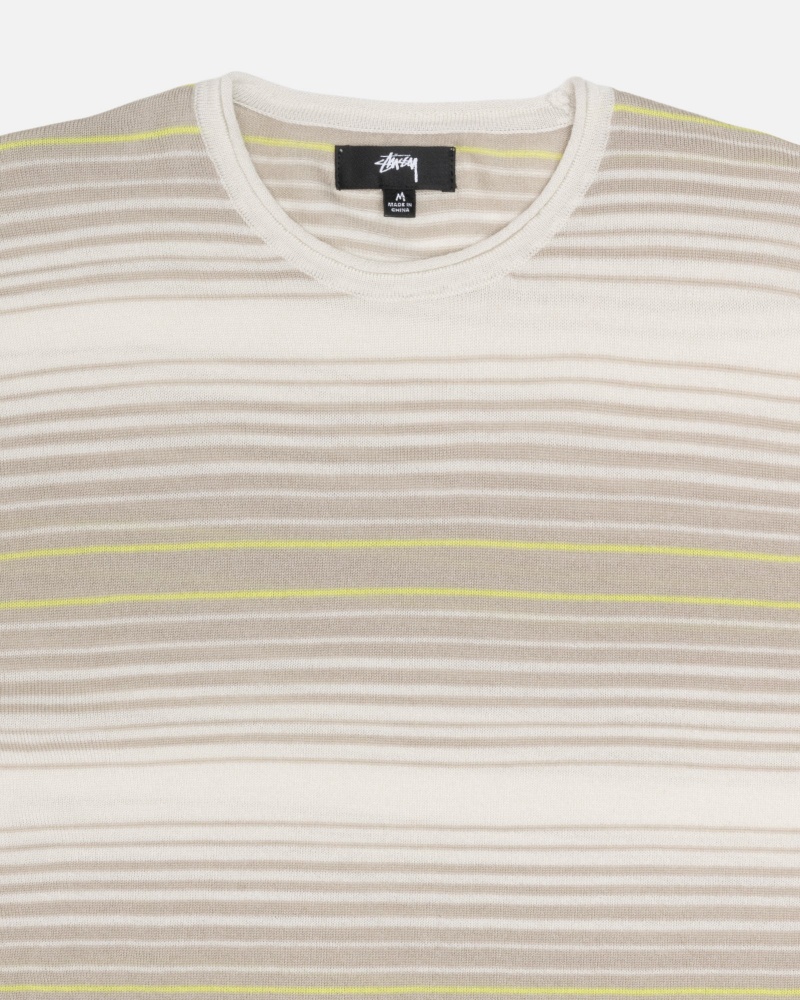 Stussy Horizontal Stripe Truien Beige | 90684-ZKRJ