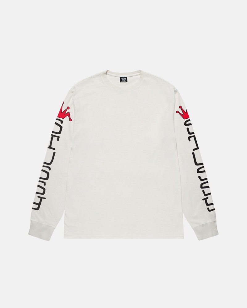 Stussy Jumbo Ls Pigment Dyed Truien Beige | 49278-MVFC