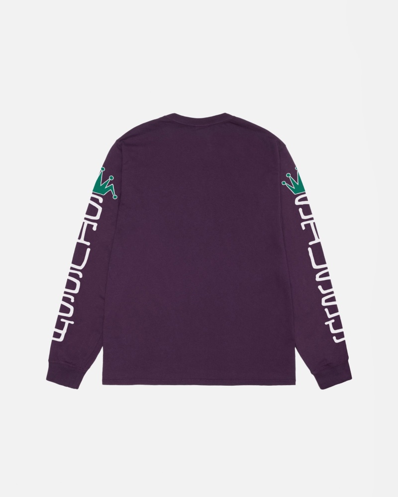 Stussy Jumbo Ls Pigment Dyed Truien Paars | 41207-NFIT