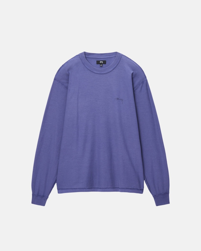 Stussy Lazy Ls T-shirts Diepblauw | 09345-KSOZ