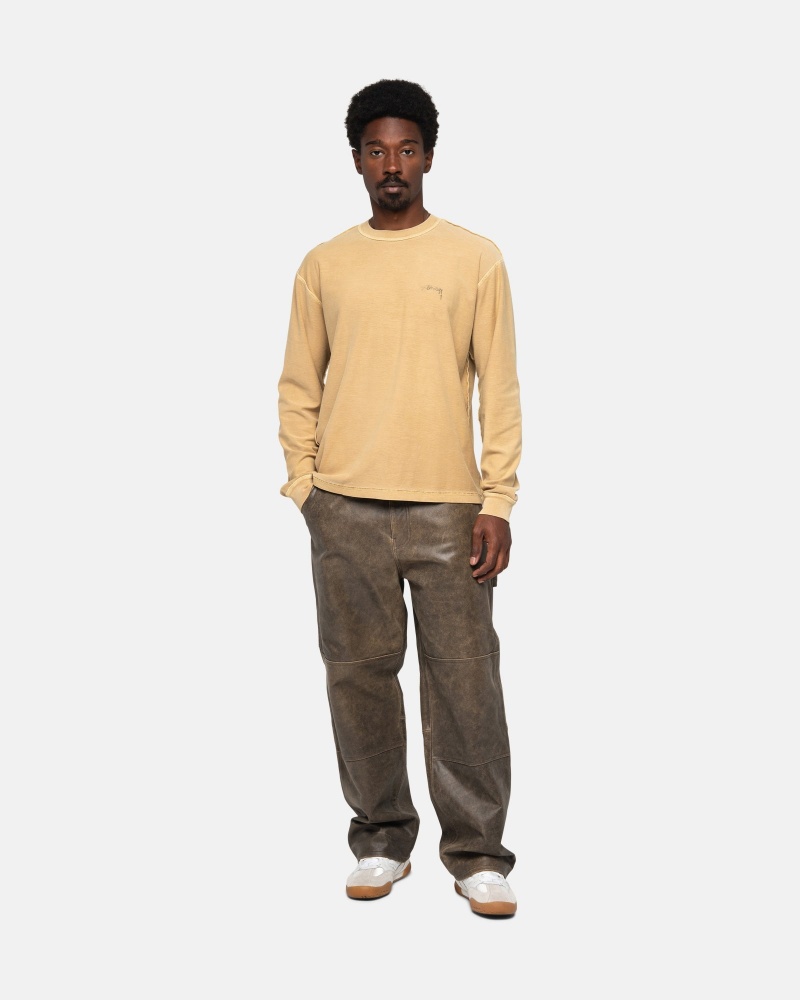 Stussy Lazy Ls T-shirts Goud | 32061-QNZF