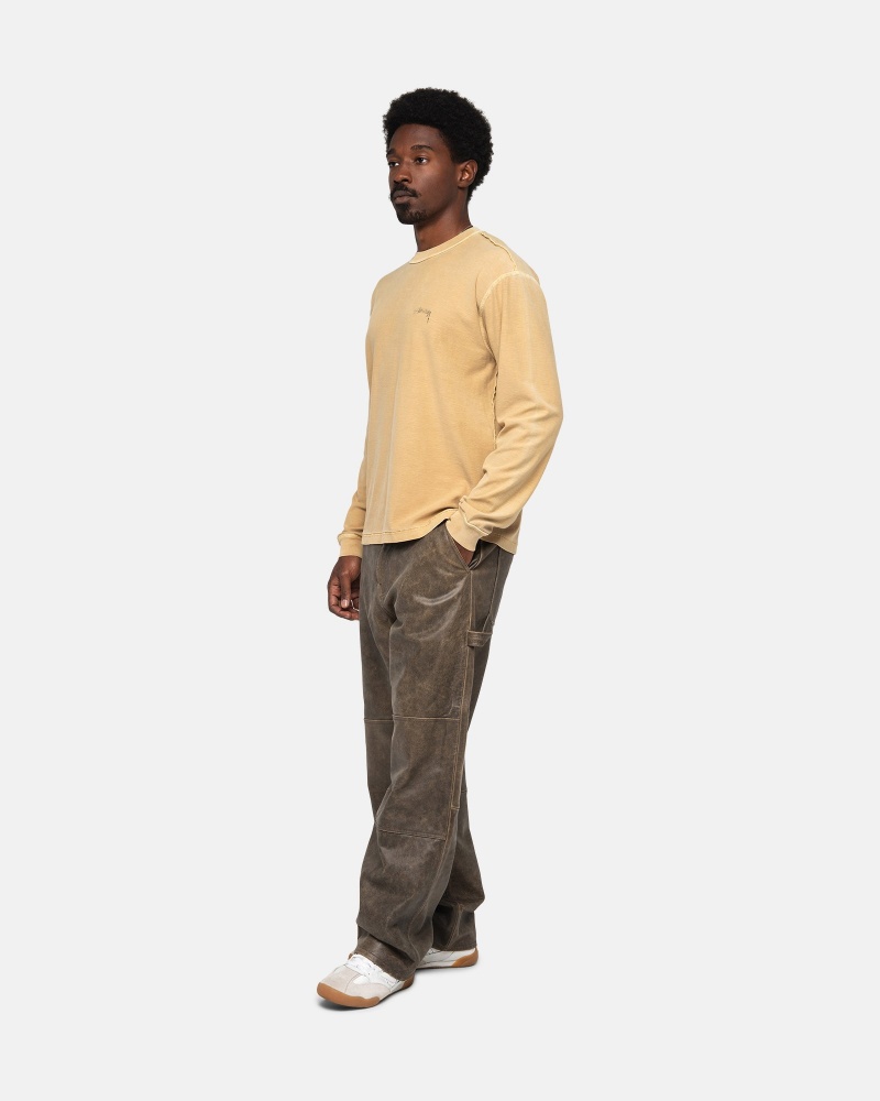 Stussy Lazy Ls T-shirts Goud | 32061-QNZF