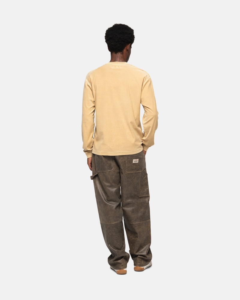 Stussy Lazy Ls T-shirts Goud | 32061-QNZF